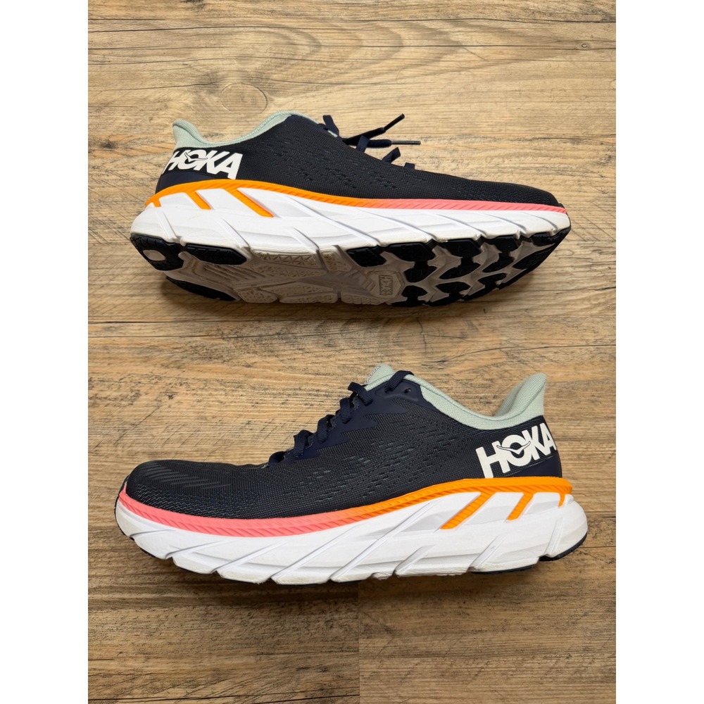 Hoka One One Clifton 7 Womens 10 Black Iris Blue Haze Running Shoes 1110509 BIBH